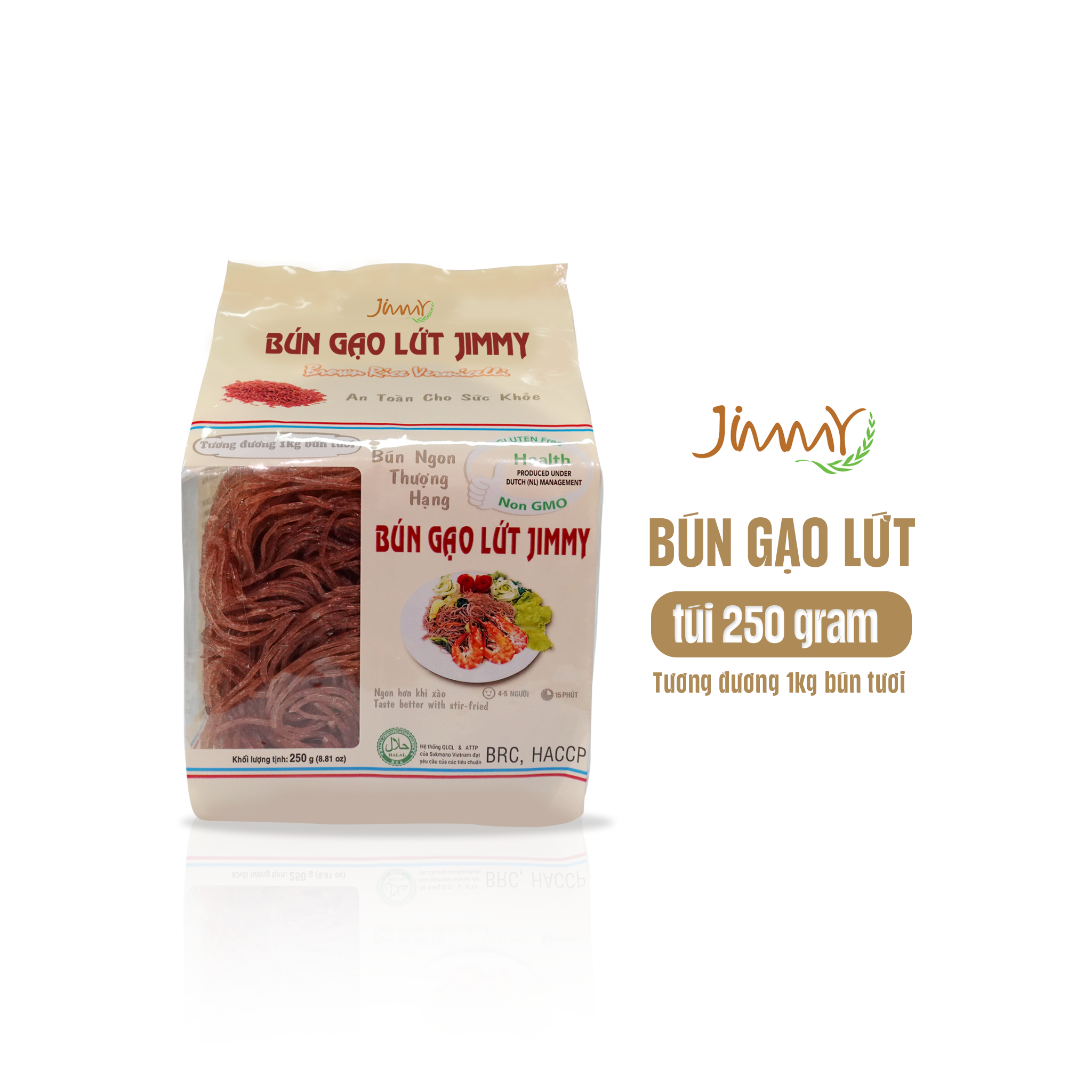 Bún gạo lứt Jimmy túi 250gr 3 bún gạo lứt jimmy